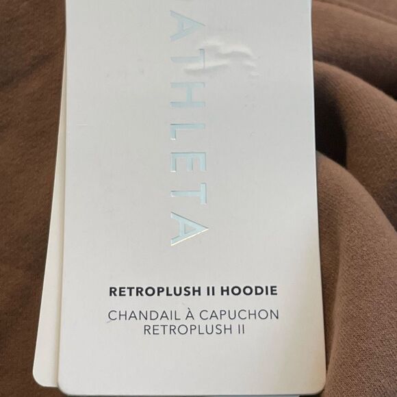 Athleta Retroplush II Hoodie Sweatshirt Brown Super Soft Knit Long Sleeve S - Picture 6 of 8